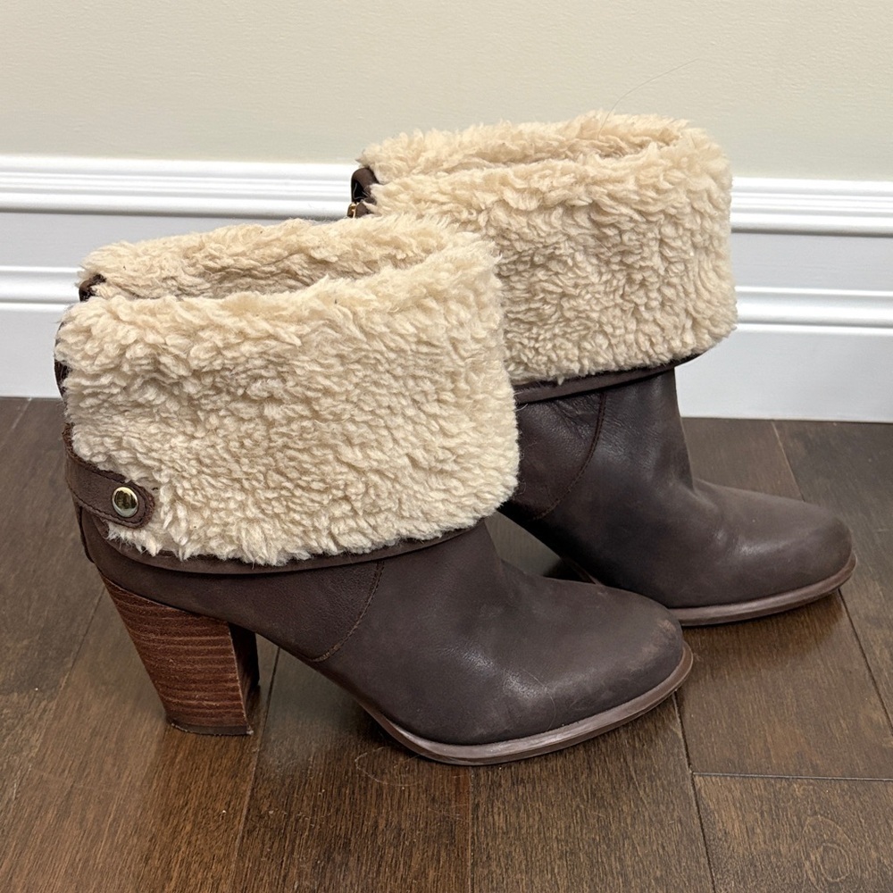 Tommy Hilfiger Brown Cuffed Heeled Boots - Picture 3 of 10